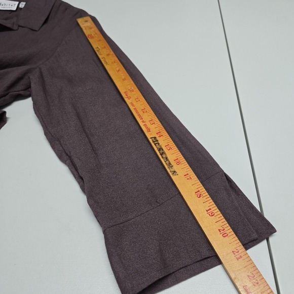 Habitat Shirt Womens Medium Gray Button Up Long Sleeve Lagenlook Office Flowy - Picture 12 of 14